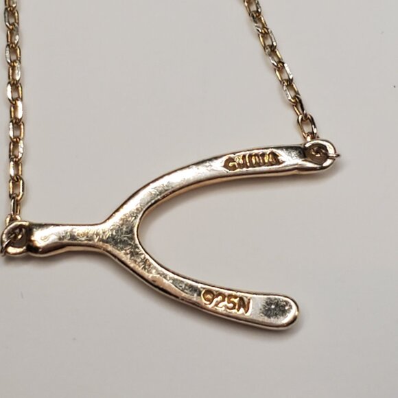 Sterling Silver Gold-Plated Wishbone Necklace - Picture 8 of 8
